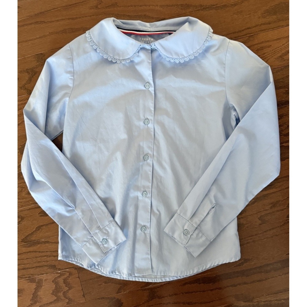 French Toast School Uniform Light Blue Blouse Peter Pan Collar Girls Size 10